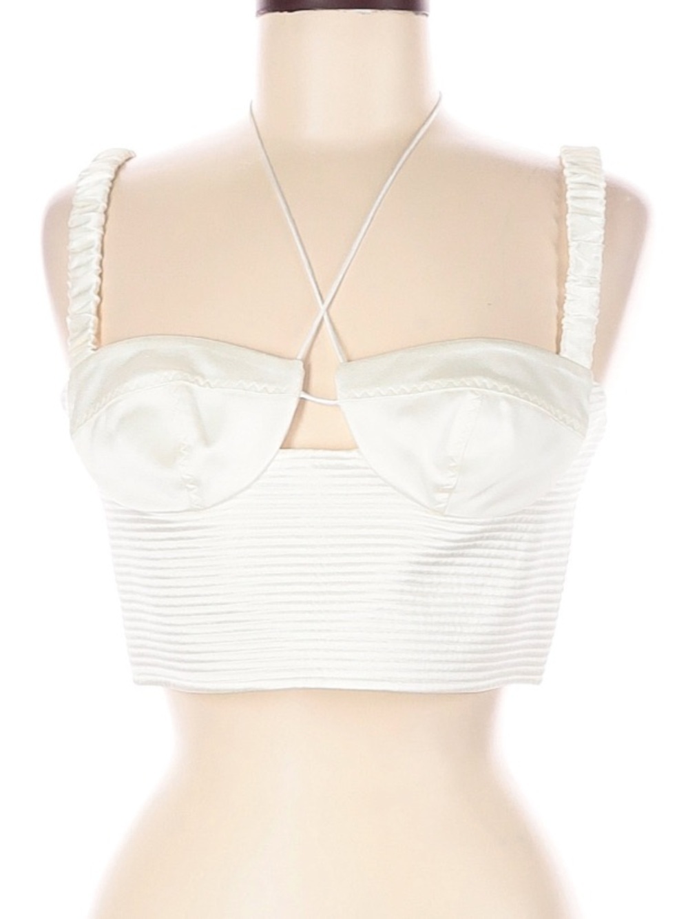 Ana October x J.Crew Cream Bustier Crop Top Size 10 NWT Strappy Corset Tank - Picture 2 of 6